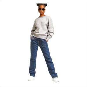 True Religion Johnny Dark Wash Orange & Gold Accent Straight Size 26/30